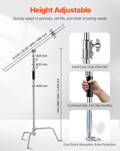 🦾 C-Stand Profesional – Estabilidad que Soporta Todo